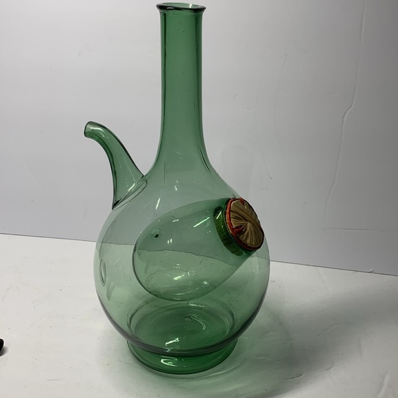 Vintage Green Blown Glass Jug with Ice Bucket Included, Empoli, Italy - Picture 7 of 12